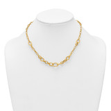14k Polished and Textured Link 17.25 inch Necklace