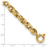14k Polished and Textured Link 7.5in Bracelet