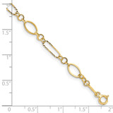 14k Polished and Textured Oval Link 7.25 inch Bracelet