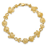 14k Polished and Textured Sea Life 7 inch Bracelet - FB-652BAC40-4845