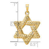 14k Polished and Textured Solid Star of David Pendant - XR-7001BF15-4129