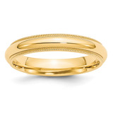 10k Yellow Gold 4mm Milgrain Half Round Comfort Fit Wedding Band Size 7.5