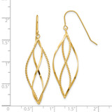 14k Polished and Textured Twisted Dangle Earrings