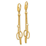 14K Polished and Textured Woven Chain and Oval Links Dangle Leverback Earrings