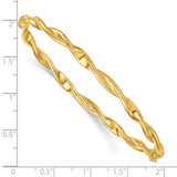 14k Polished and Twisted 3.80mm Hinged Oval Bangle Bracelet