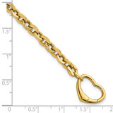 14k Polished and Twisted Cable Link with Heart Clasp 7.5 inch Bracelet