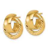 14K Polished and Twisted Doorknocker C-Hoop Post Earrings