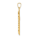 14k Polished and Twisted Hollow Cross Pendant