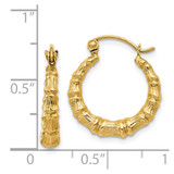 14k Polished Bamboo Design Hollow Hoop Earrings - S8-5F567188-2012