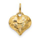 14K Polished Basket Weave Pattern 3-D Heart Pendant - K5-C6D15802-1468