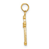 14K Polished Beaded Cross