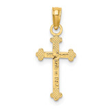14K Polished Beaded Cross
