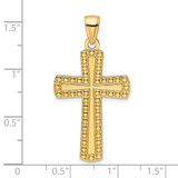 14K Polished Beaded Cross Pendant - K9-11F801ED-8760