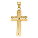 14K Polished Beaded Cross Pendant - K9-311449F6-2388