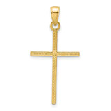 14K Polished Beaded Cross Pendant - K9-7F040091-1987