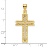 14K Polished Beaded Cross Pendant - K9-E28F610C-7278