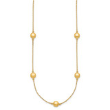 14K Polished Beads 5-Station 16 inch Necklace Plus 2 inch Extender