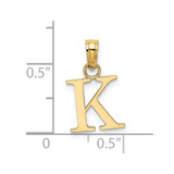 14K Polished Block Letter K Initial Pendant