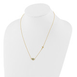 14K Polished Blue CZ Evil Eye and Cross 18 inch Necklace Plus 2 inch Extender