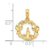 14k Polished Candle with Holly Circle Pendant