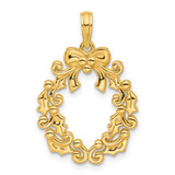 14k Polished Christmas Wreath Pendant