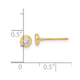 14K Polished Circle Bezel with CZ Post Earrings