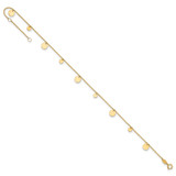 14K Polished Circle Dangles 9 inch Anklet Plus 1 inch Extender