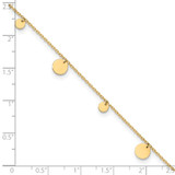 14K Polished Circle Dangles 9 inch Anklet Plus 1 inch Extender