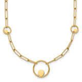 14k Polished Circle in Circle and Paper Clip Links 3-Station 16.75 inch Necklace
