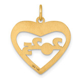 14K Polished CLASS OF 2025  Cut Out Heart Charm
