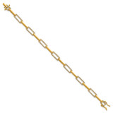 14K Polished Complete 1.4 carat Diamond Paperclip Link 7 inch Bracelet