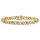 14K Polished Complete 2.6 carat Diamond Fancy Curb Link 7 inch Bracelet