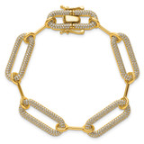 14K Polished Complete 3.25 carat Diamond Paperclip Link 7 inch Bracelet