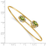 14k Polished Complete Oval Peridot and .03 carat Diamond Flexible Bangle Bracelet