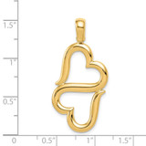 14K Polished Connected Double Hearts Pendant