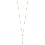 14k Polished Cross and Miraculous Medal with Diamond-cut Beads 17 inch Rosary Necklace Plus 3 inch Extender