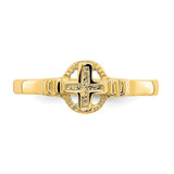 14k Polished Cross In Circle Ring