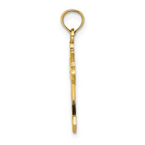 14K Polished Cross w/ Heart Charm