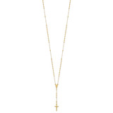 14K Polished Crucifix and Miraculous Medal with Faceted Beads 24 inch Rosary Necklace