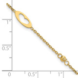 14k Polished Cut-out Hearts and Diamond-cut Beads 7.5 inch Bracelet