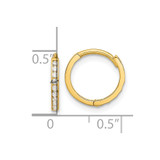14k Polished CZ and D/C 1.5mm Huggie Hoop Earrings