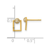 14k Polished CZ Open Rectangle Post Earrings