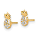 14k Polished CZ Pineapple Post Earrings
