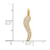 14k Polished CZ Small Italian Horn Pendant
