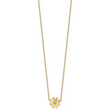 14k Polished Daisy with White Rhodium Center 16 inch Necklace with 2 inch Extender