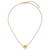 14k Polished Daisy with White Rhodium Center 16 inch Necklace with 2 inch Extender