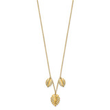 14K Polished Dangle Three Palm Leaves 16.75 inch Necklace