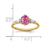 14K Polished Diamond & Lab Created Pink Sapphire Twisted Ring