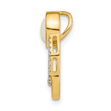 14k Polished Diamond & Opal Circle Chain Slide