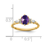 14K Polished Diamond and Amethyst Twisted Ring